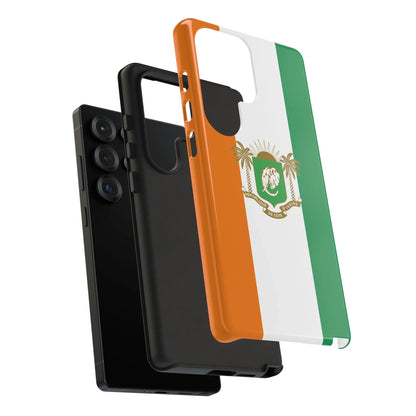Ivory Coast Flag Tough Phone Case — Orange White Green Shield Crest - DiwaKi