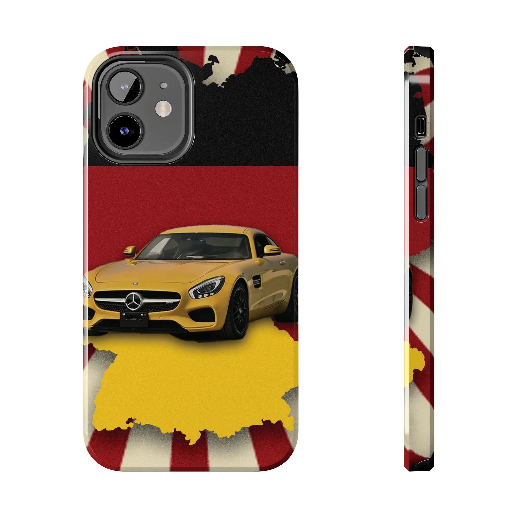 Mercedes Sports Car Tough Phone Case — Yellow GT on Red &amp; Black Background - DiwaKi