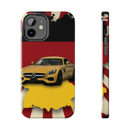 Mercedes Sports Car Tough Phone Case — Yellow GT on Red &amp; Black Background - DiwaKi