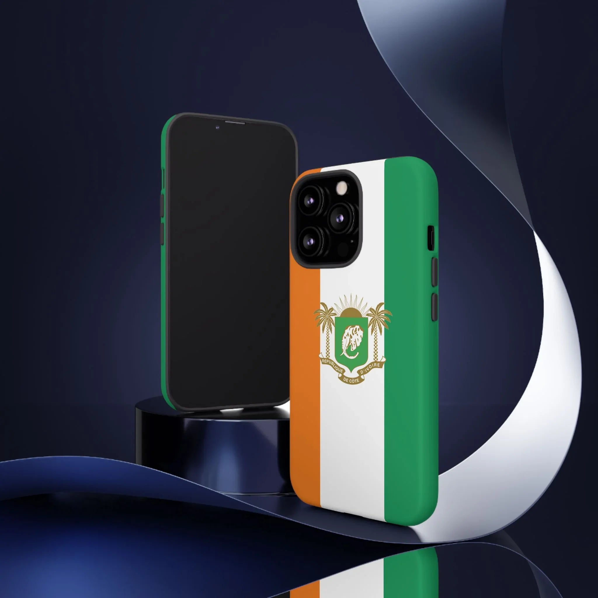 Ivory Coast Flag Tough Phone Case — Orange White Green Shield Crest - DiwaKi