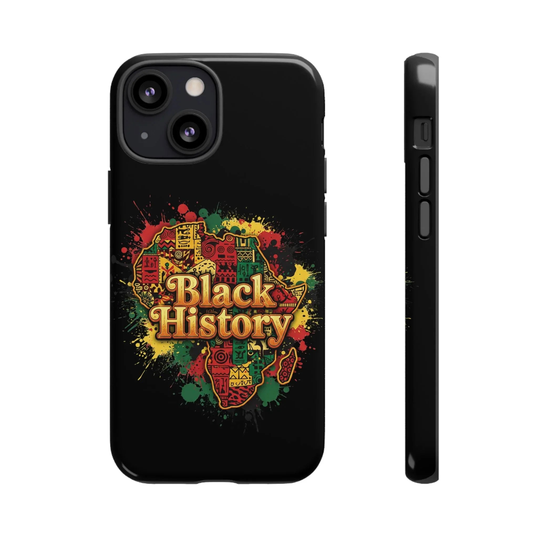 Black History Phone Case — Afrocentric Map Design, Bold Red‑Green‑Gold Splash - DiwaKi
