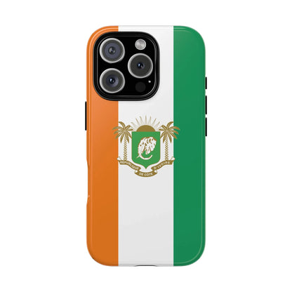 Ivory Coast Flag Tough Phone Case — Orange White Green Shield Crest - DiwaKi