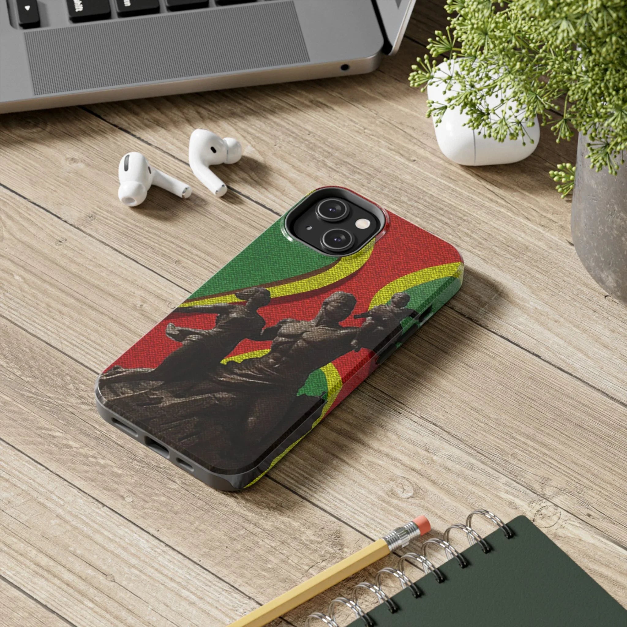 Senegal Tough Phone Case — Liberation Monument Retro Red, Green &amp; Yellow Design - DiwaKi