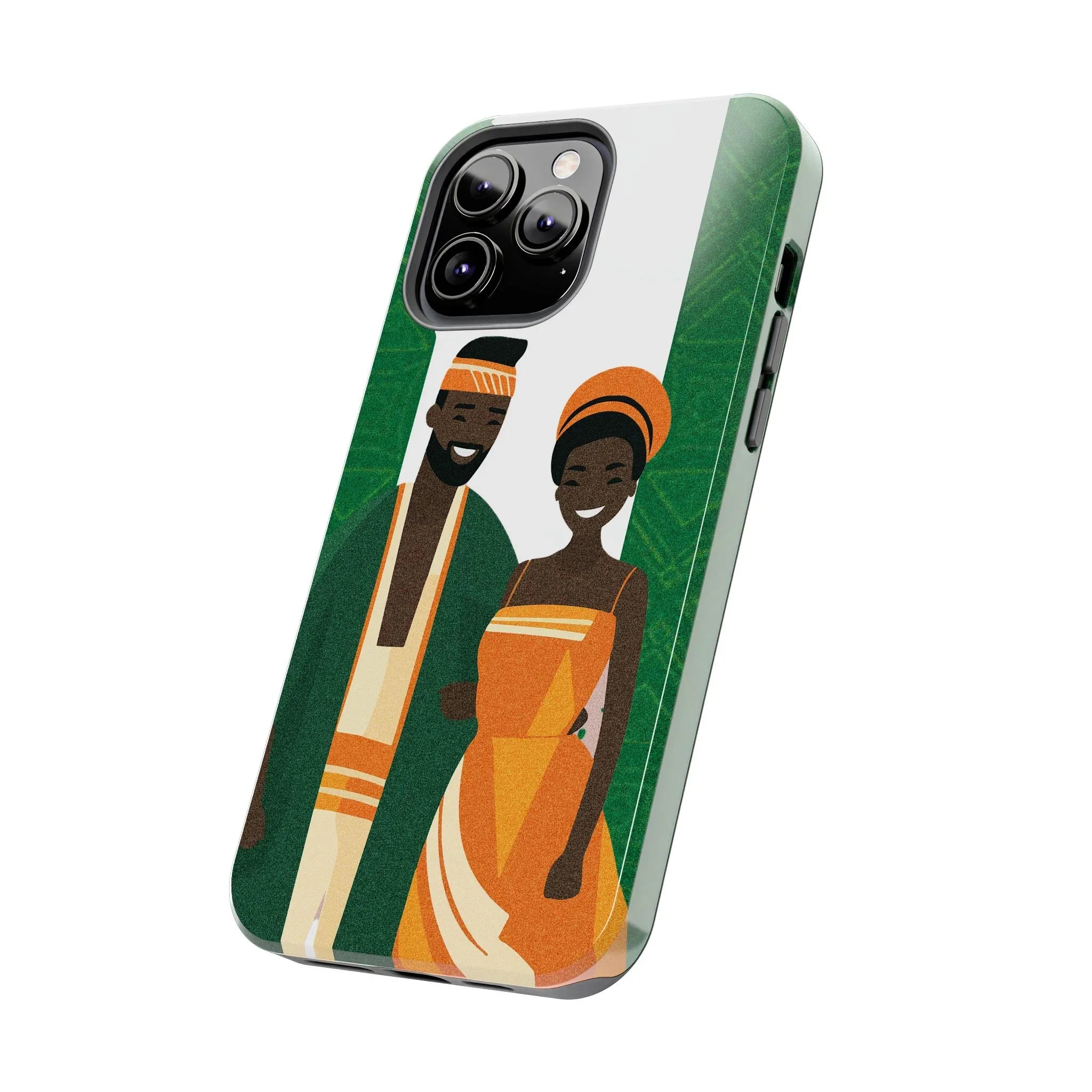 Tough Phone Case — Afrocentric Nigerian Couple Illustration, Protective Hard-Shell Phone Cover - DiwaKi