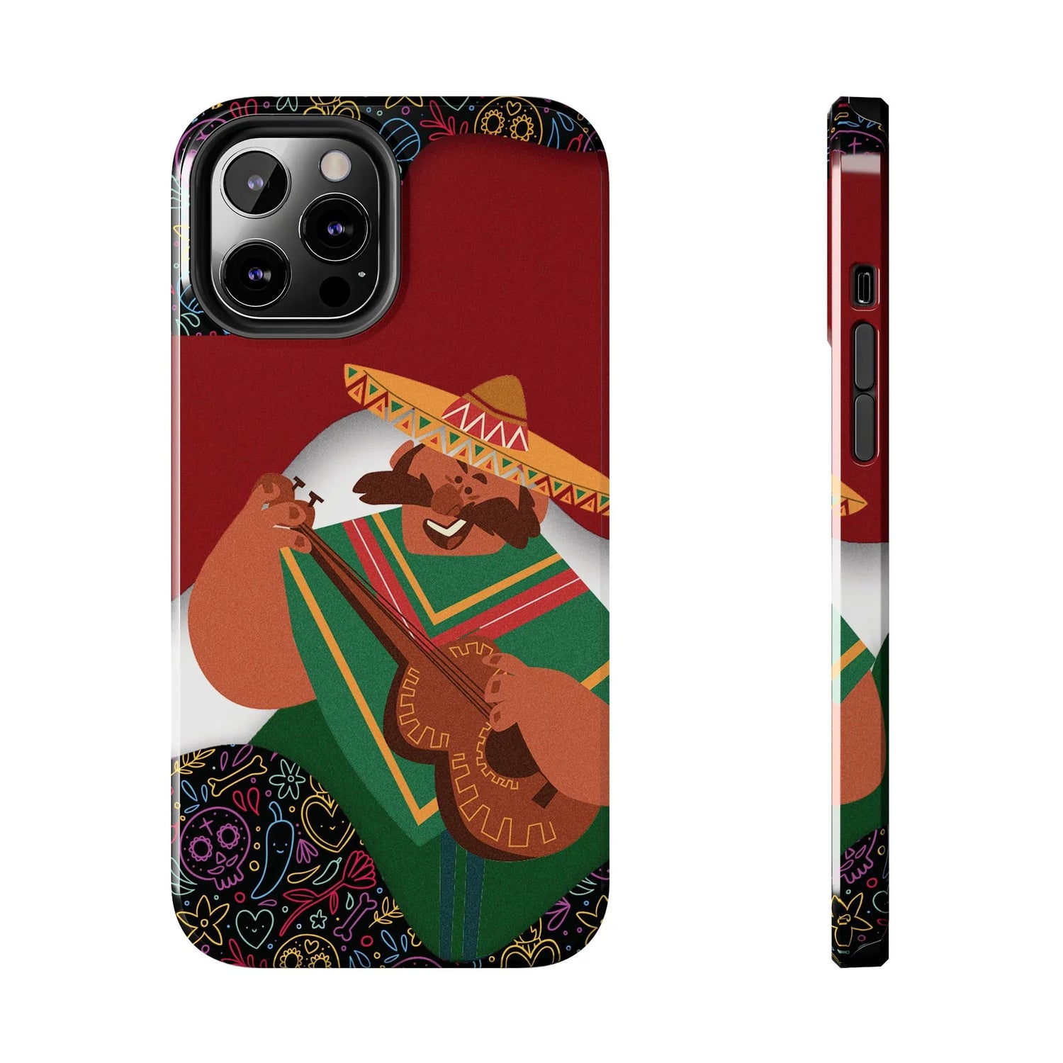 Mexico Mariachi Guitarist Tough Phone Case — Colorful Mexican Folk Art iPhone Cover - DiwaKi