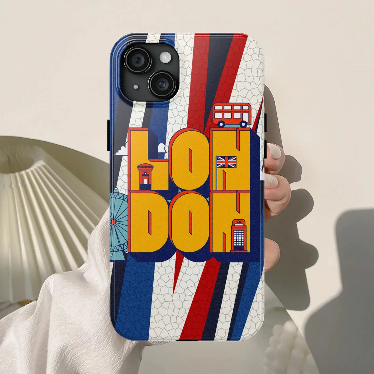 London Graphic Tough Phone Case – Retro Union Jack Travel Design - DiwaKi