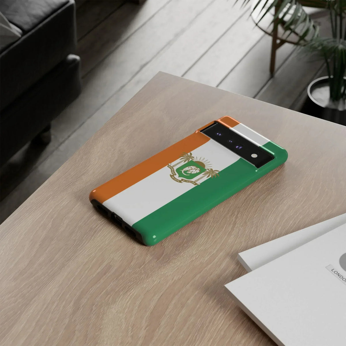 Ivory Coast Flag Tough Phone Case — Orange White Green Shield Crest - DiwaKi