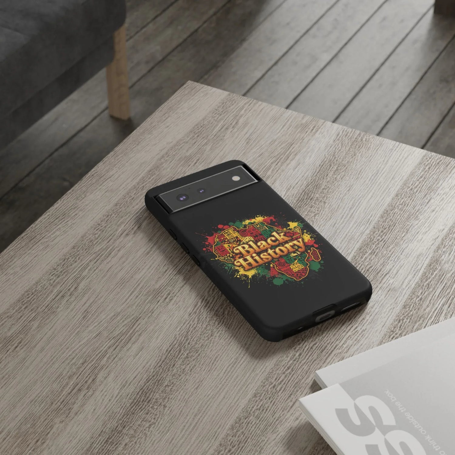 Black History Phone Case — Afrocentric Map Design, Bold Red‑Green‑Gold Splash - DiwaKi