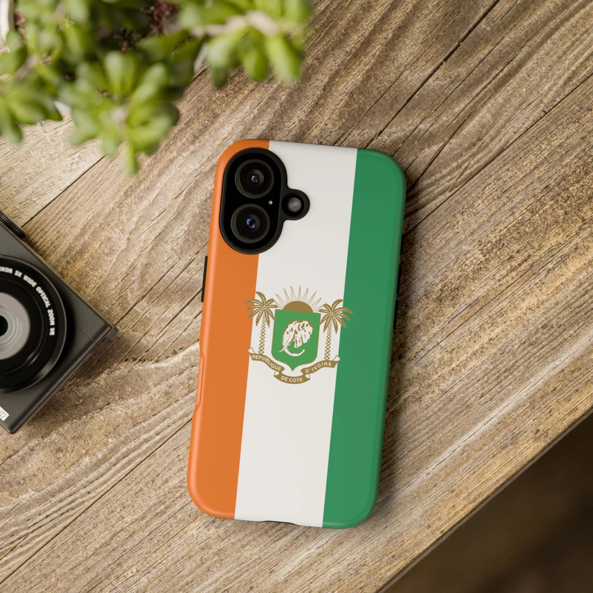 Ivory Coast Flag Tough Phone Case — Orange White Green Shield Crest - DiwaKi