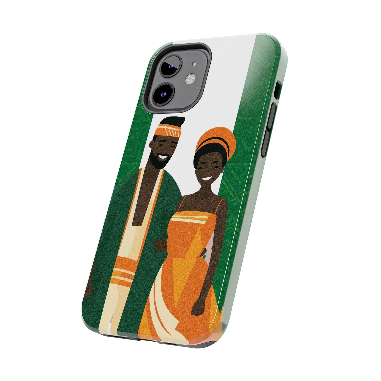 Tough Phone Case — Afrocentric Nigerian Couple Illustration, Protective Hard-Shell Phone Cover - DiwaKi