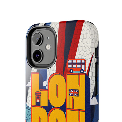 London Graphic Tough Phone Case – Retro Union Jack Travel Design - DiwaKi
