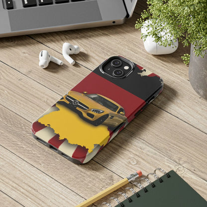 Mercedes Sports Car Tough Phone Case — Yellow GT on Red &amp; Black Background - DiwaKi