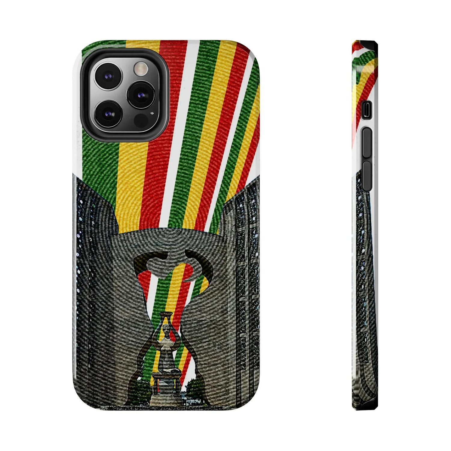 Togo Tough Phone Case — Durable Denim Look with Red Yellow Green Design - DiwaKi