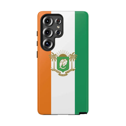 Ivory Coast Flag Tough Phone Case — Orange White Green Shield Crest - DiwaKi