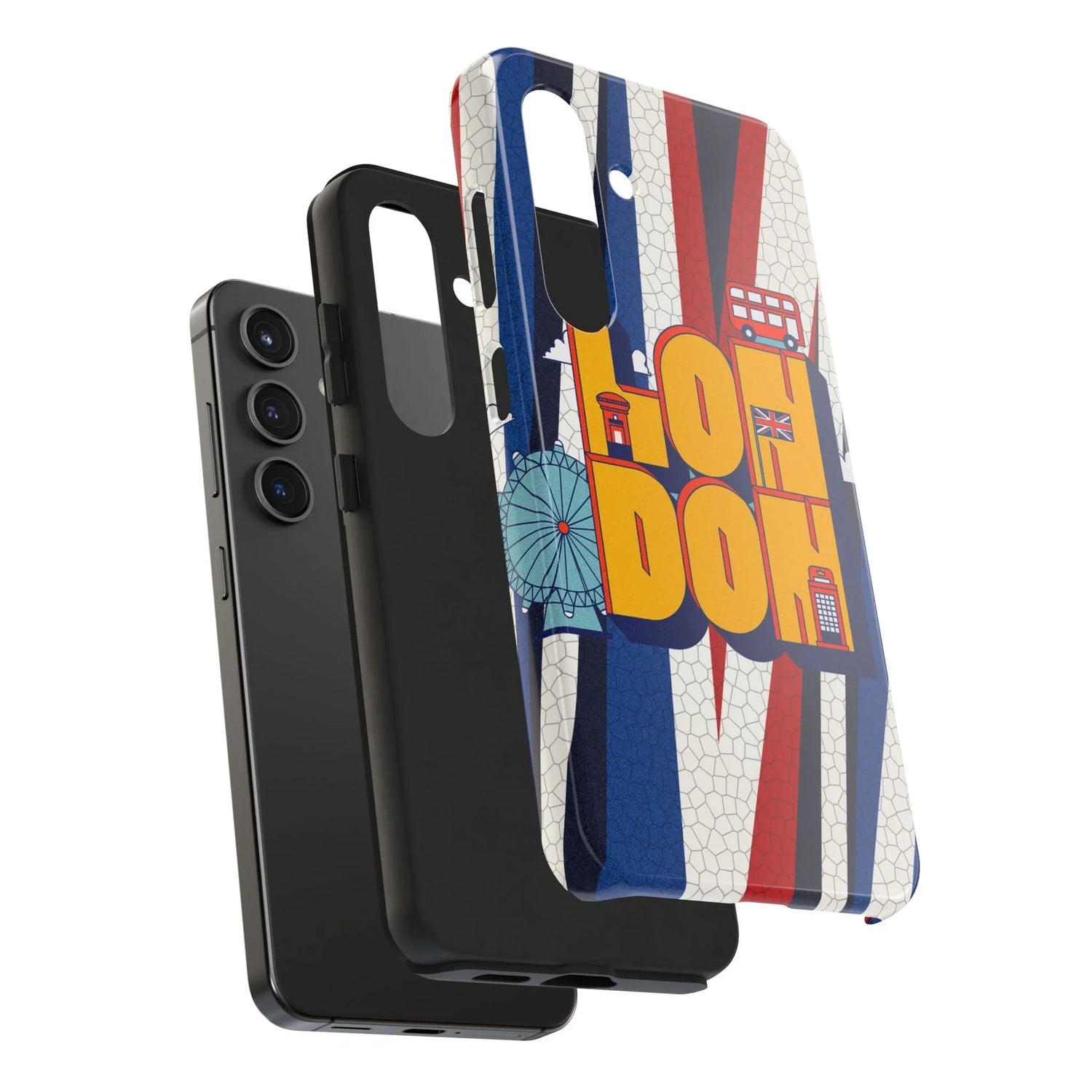 London Graphic Tough Phone Case – Retro Union Jack Travel Design - DiwaKi