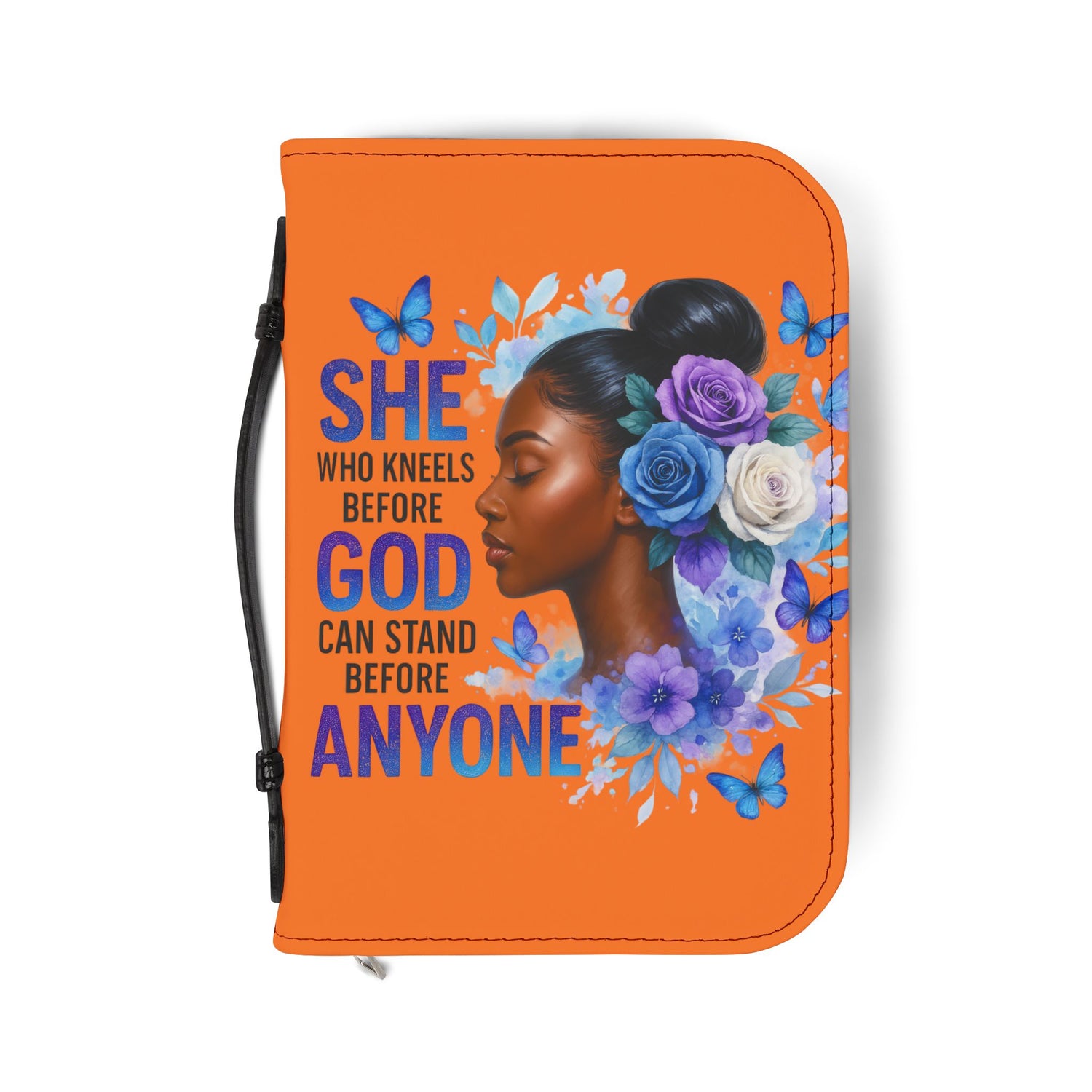 She Who Kneels Before God Bible Cover — Inspirational Christian Floral Design