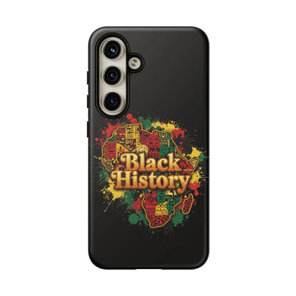 Black History Phone Case — Afrocentric Map Design, Bold Red‑Green‑Gold Splash - DiwaKi