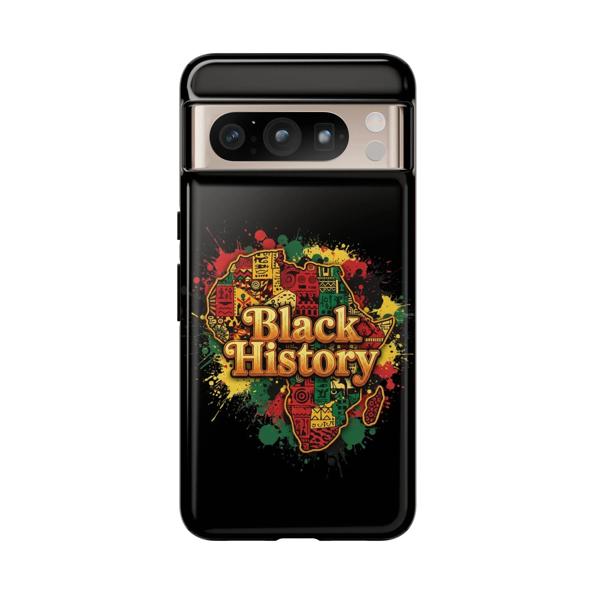 Black History Phone Case — Afrocentric Map Design, Bold Red‑Green‑Gold Splash - DiwaKi