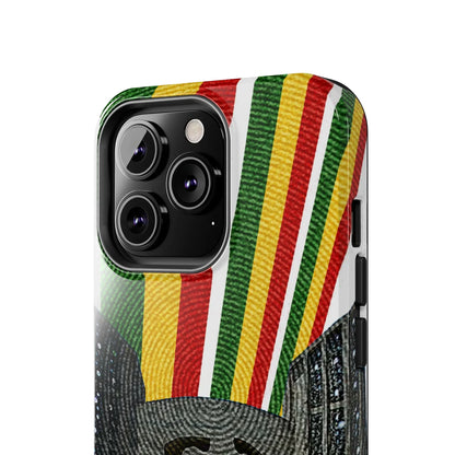 Togo Tough Phone Case — Durable Denim Look with Red Yellow Green Design - DiwaKi