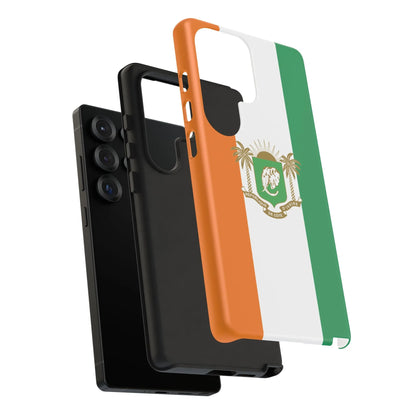 Ivory Coast Flag Tough Phone Case — Orange White Green Shield Crest - DiwaKi