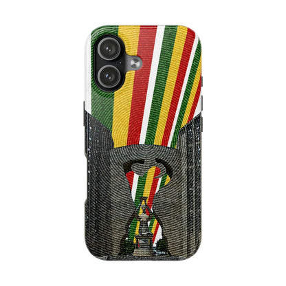 Togo Tough Phone Case — Durable Denim Look with Red Yellow Green Design - DiwaKi