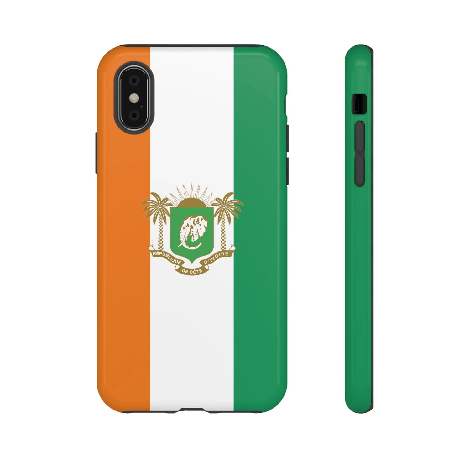 Ivory Coast Flag Tough Phone Case — Orange White Green Shield Crest - DiwaKi
