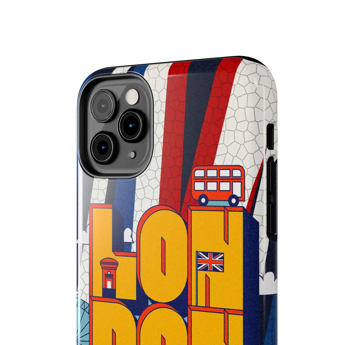 London Graphic Tough Phone Case – Retro Union Jack Travel Design - DiwaKi