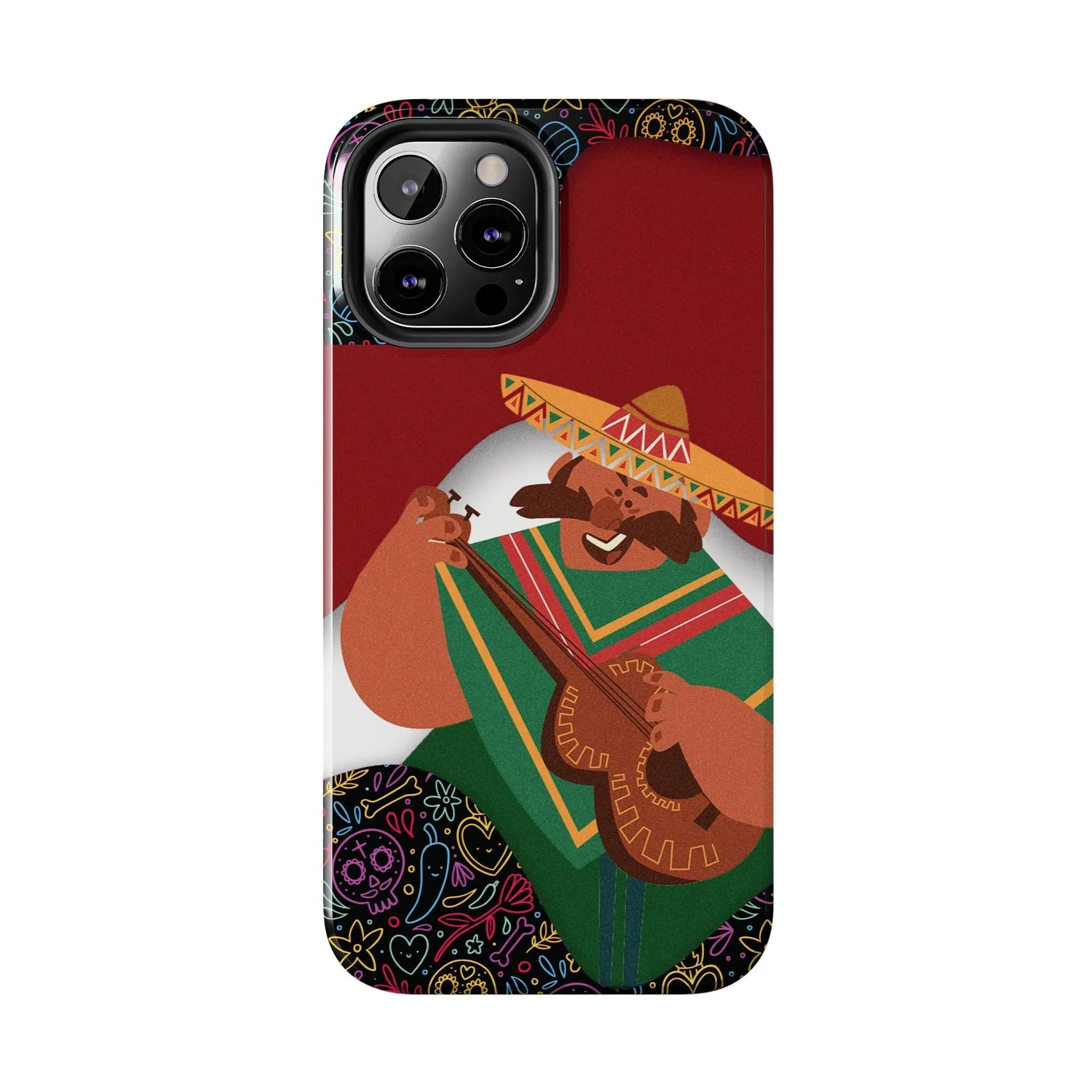 Mexico Mariachi Guitarist Tough Phone Case — Colorful Mexican Folk Art iPhone Cover - DiwaKi