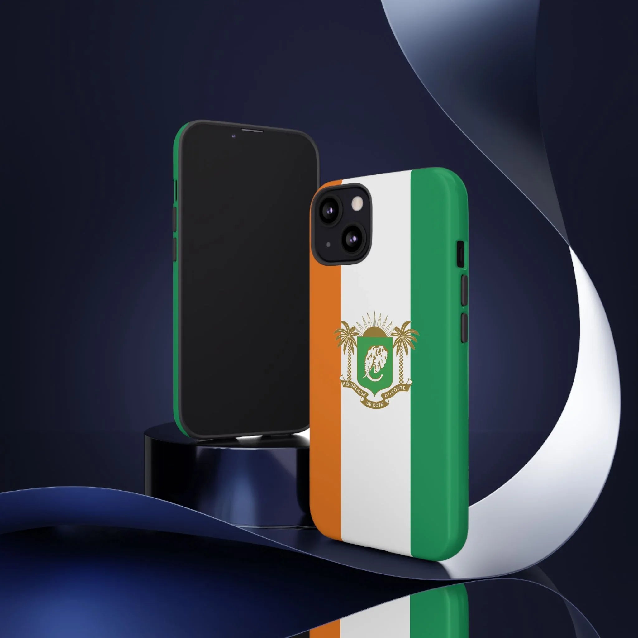 Ivory Coast Flag Tough Phone Case — Orange White Green Shield Crest - DiwaKi