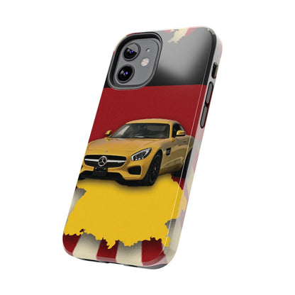 Mercedes Sports Car Tough Phone Case — Yellow GT on Red &amp; Black Background - DiwaKi
