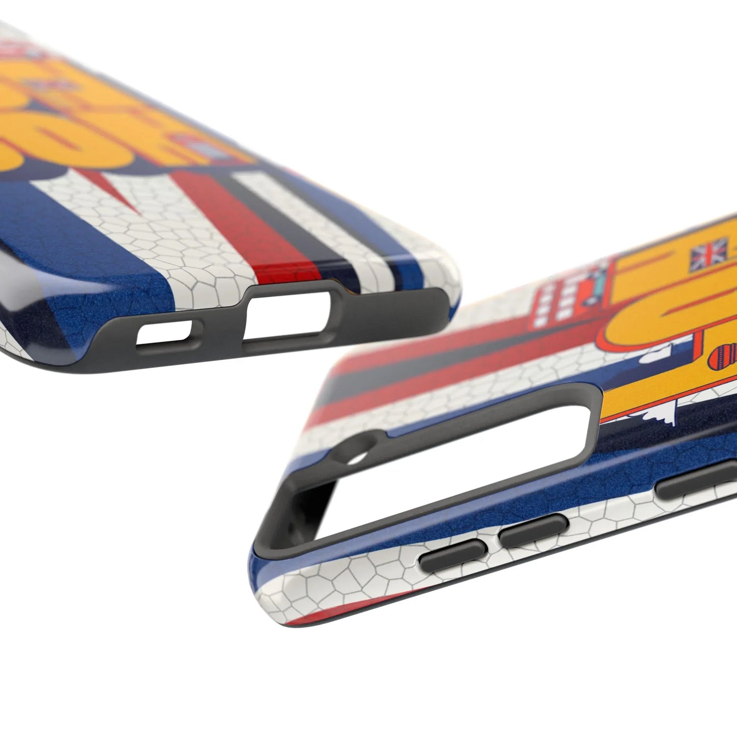 London Graphic Tough Phone Case – Retro Union Jack Travel Design - DiwaKi