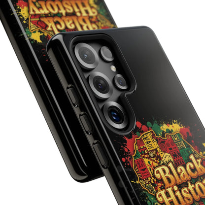 Black History Phone Case — Afrocentric Map Design, Bold Red‑Green‑Gold Splash - DiwaKi