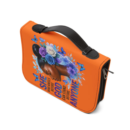 She Who Kneels Before God Bible Cover — Inspirational Christian Floral Design