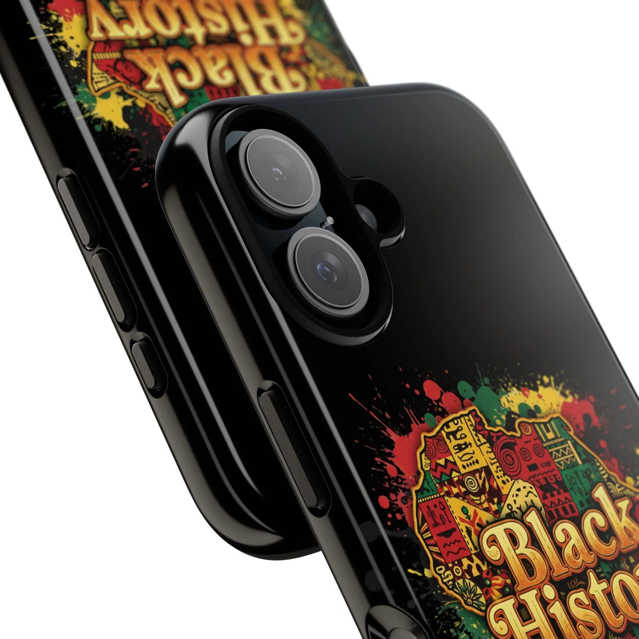Black History Phone Case — Afrocentric Map Design, Bold Red‑Green‑Gold Splash - DiwaKi