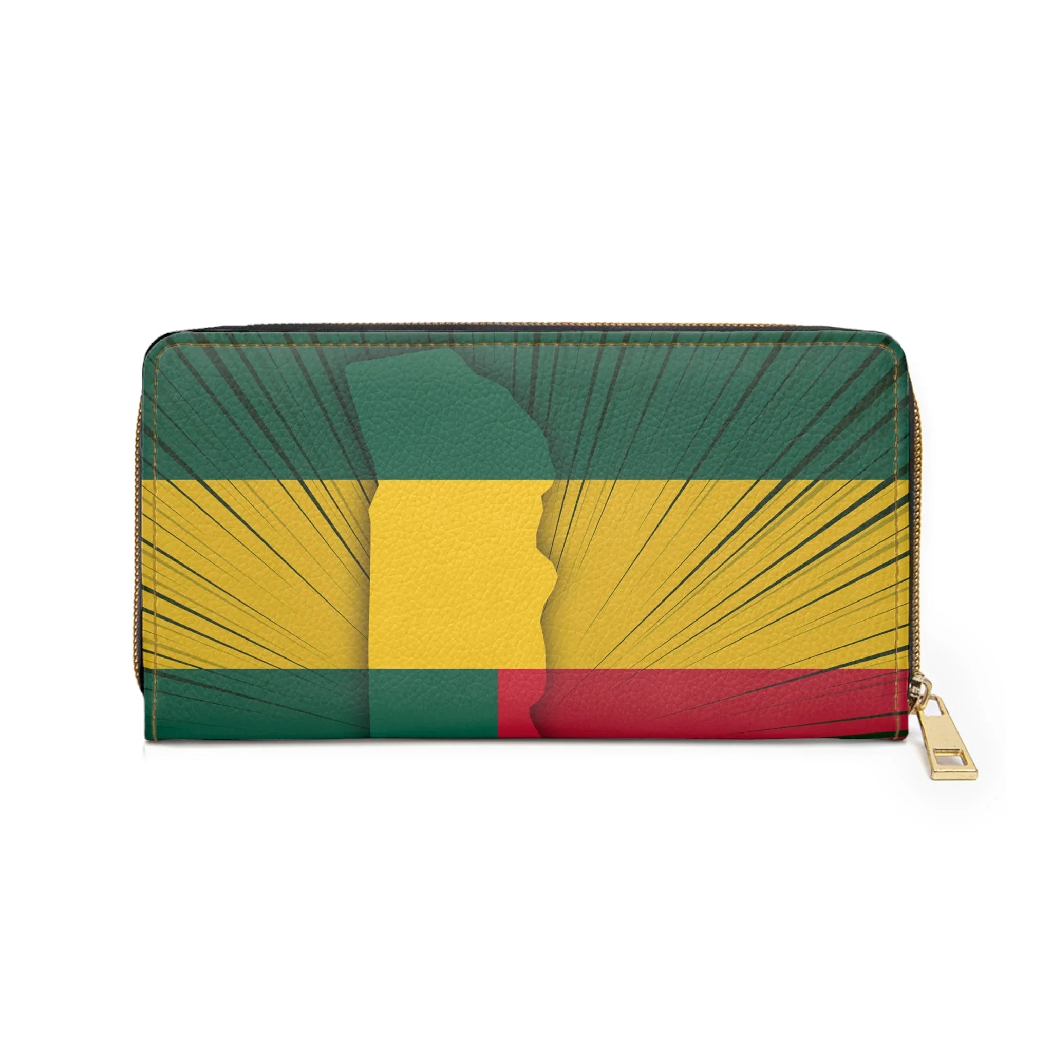 Togo Flag Zipper Wallet — Cameroon Silhouette Leather Zip Wallet - DiwaKi