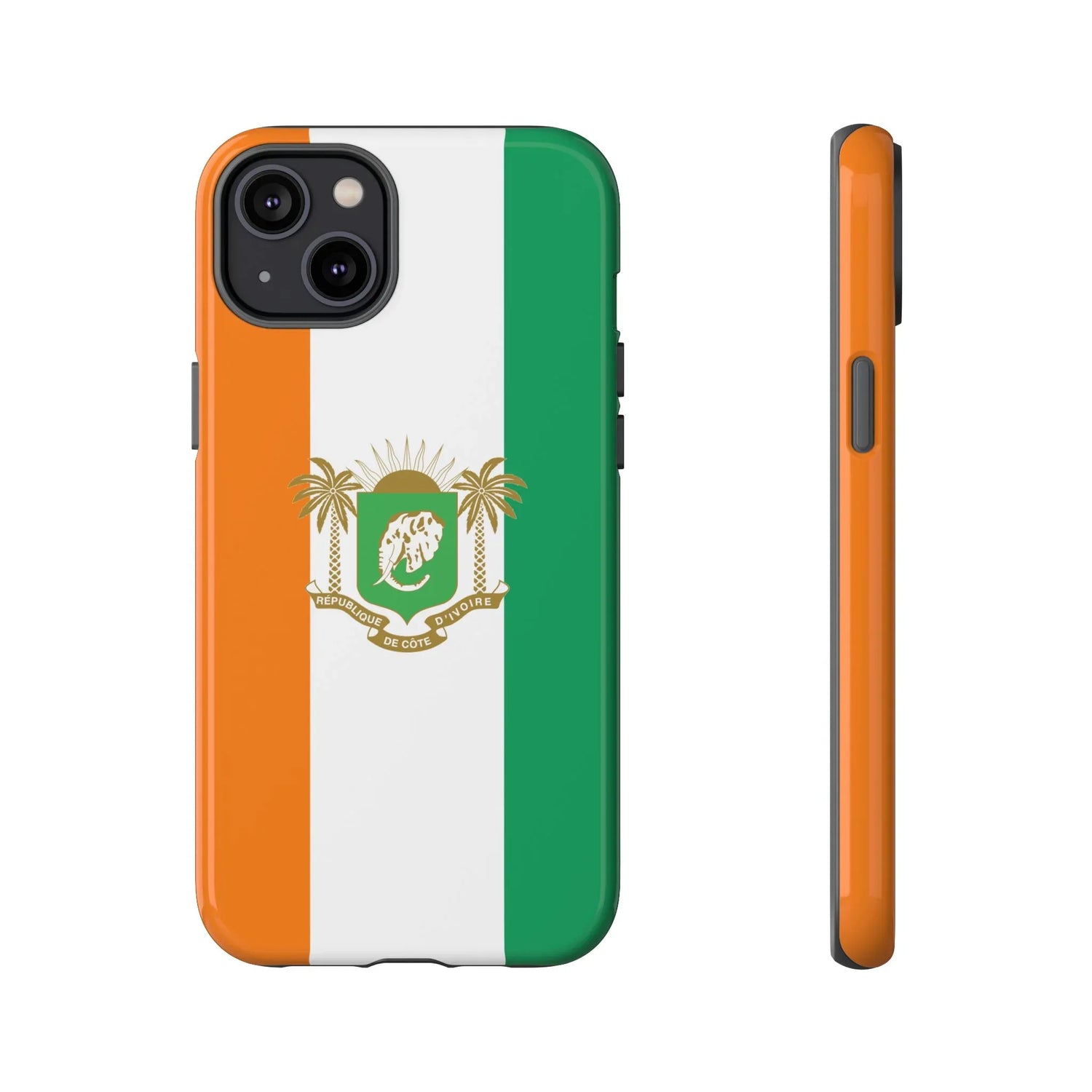 Ivory Coast Flag Tough Phone Case — Orange White Green Shield Crest - DiwaKi