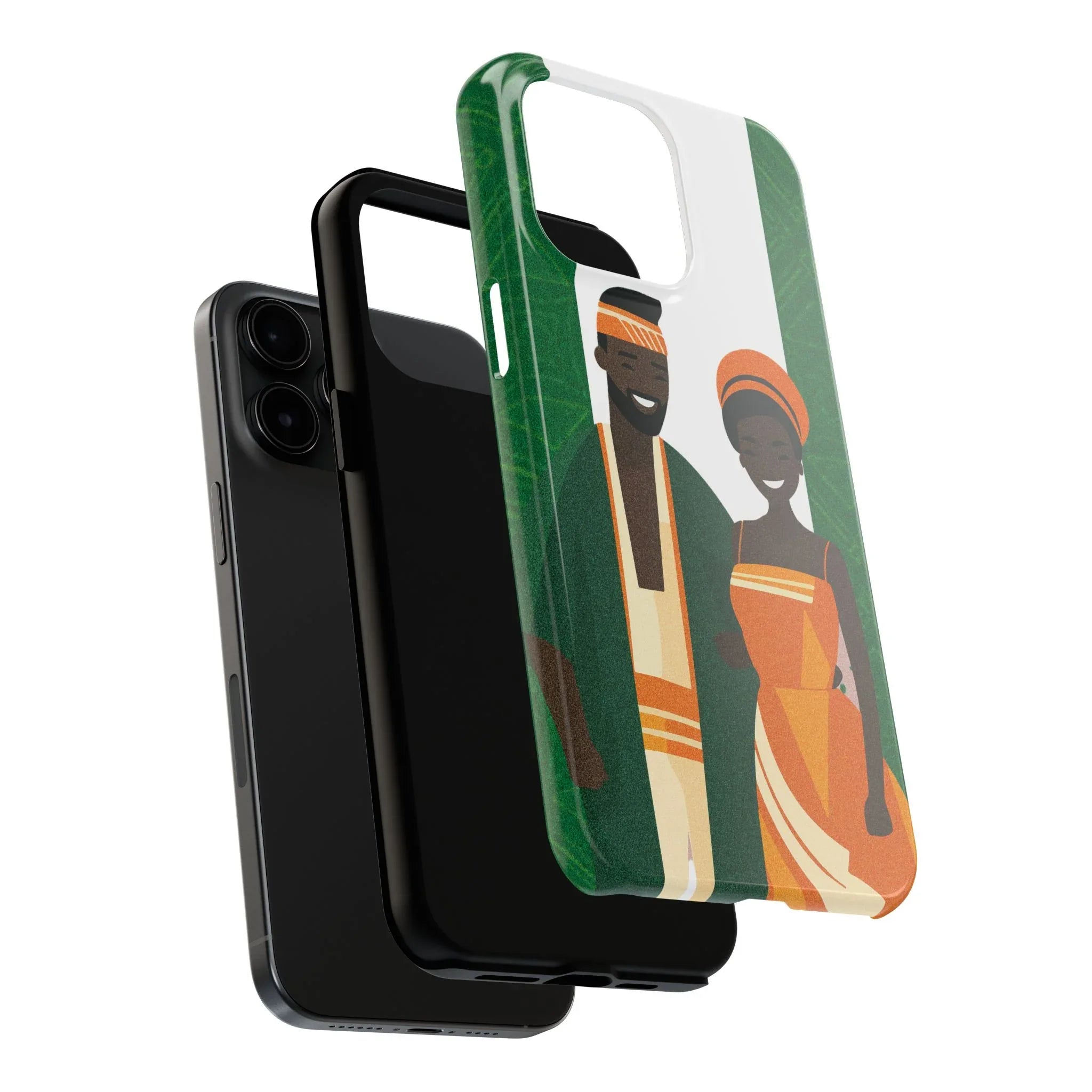 Tough Phone Case — Afrocentric Nigerian Couple Illustration, Protective Hard-Shell Phone Cover - DiwaKi