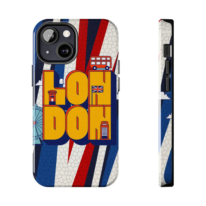 London Graphic Tough Phone Case – Retro Union Jack Travel Design - DiwaKi
