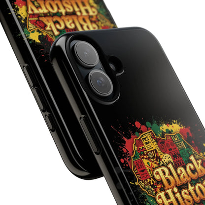 Black History Phone Case — Afrocentric Map Design, Bold Red‑Green‑Gold Splash - DiwaKi