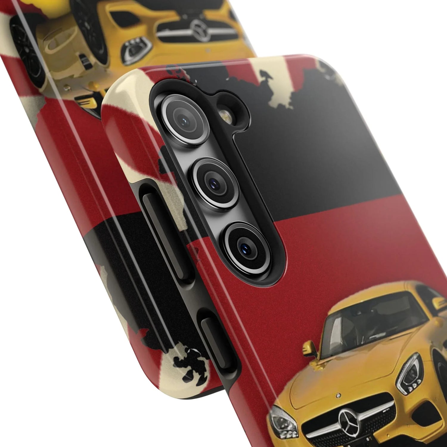 Mercedes Sports Car Tough Phone Case — Yellow GT on Red &amp; Black Background - DiwaKi
