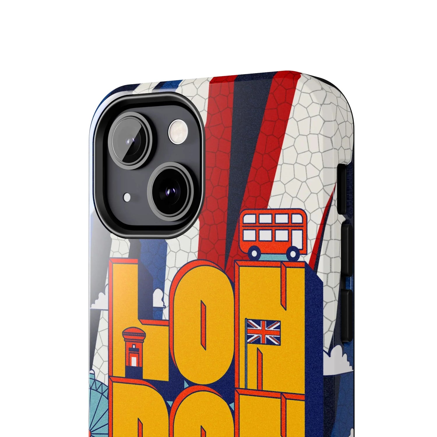 London Graphic Tough Phone Case – Retro Union Jack Travel Design - DiwaKi