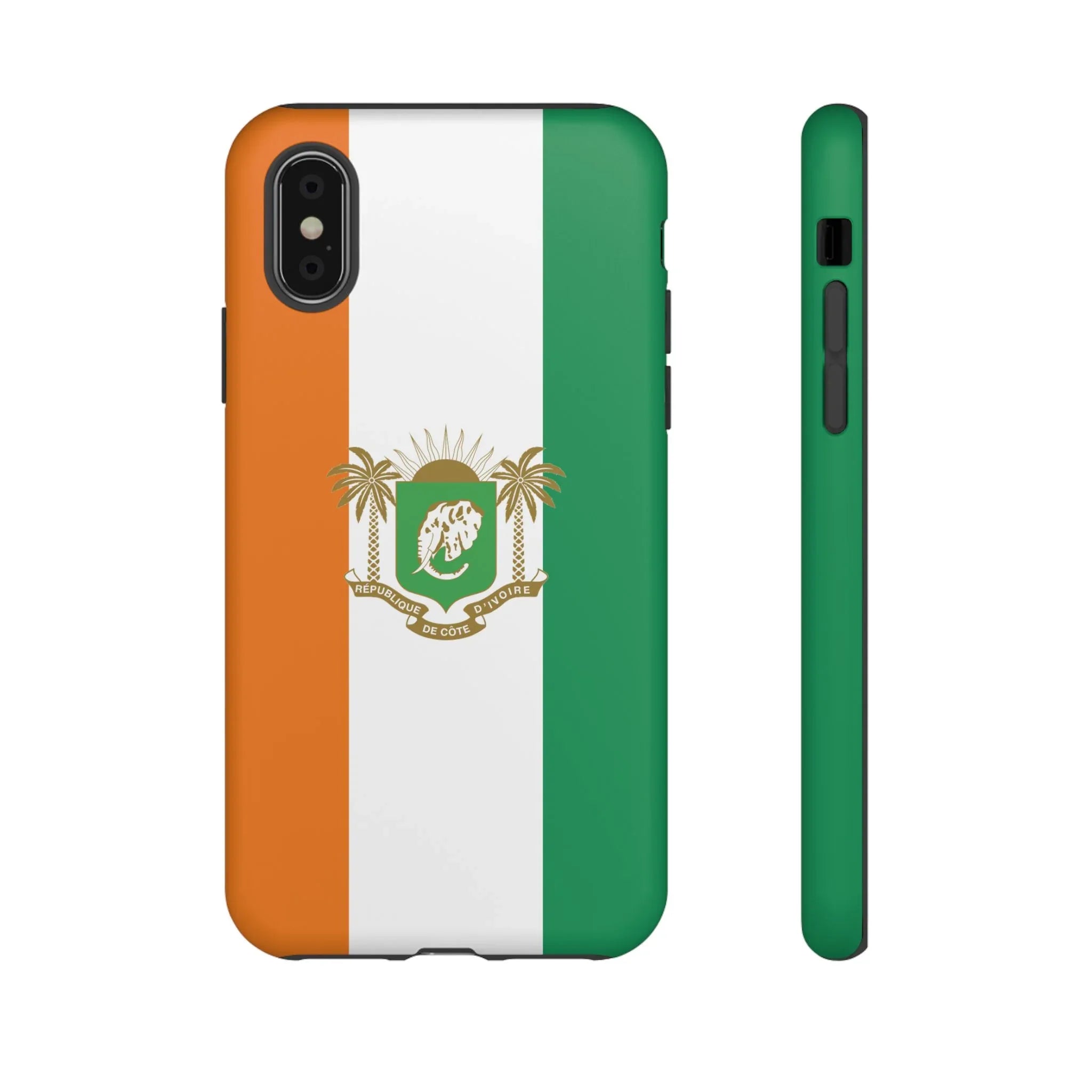 Ivory Coast Flag Tough Phone Case — Orange White Green Shield Crest - DiwaKi