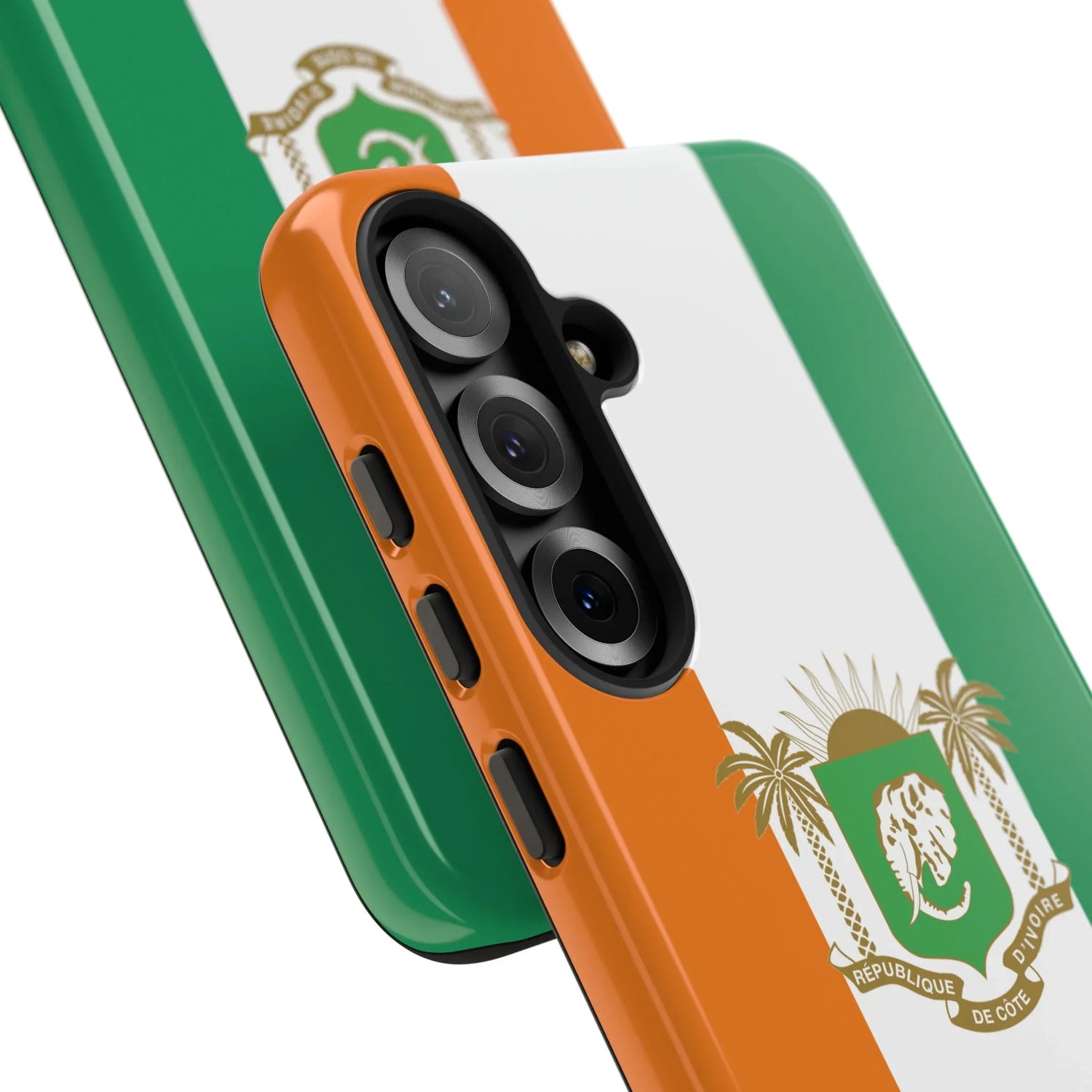 Ivory Coast Flag Tough Phone Case — Orange White Green Shield Crest - DiwaKi