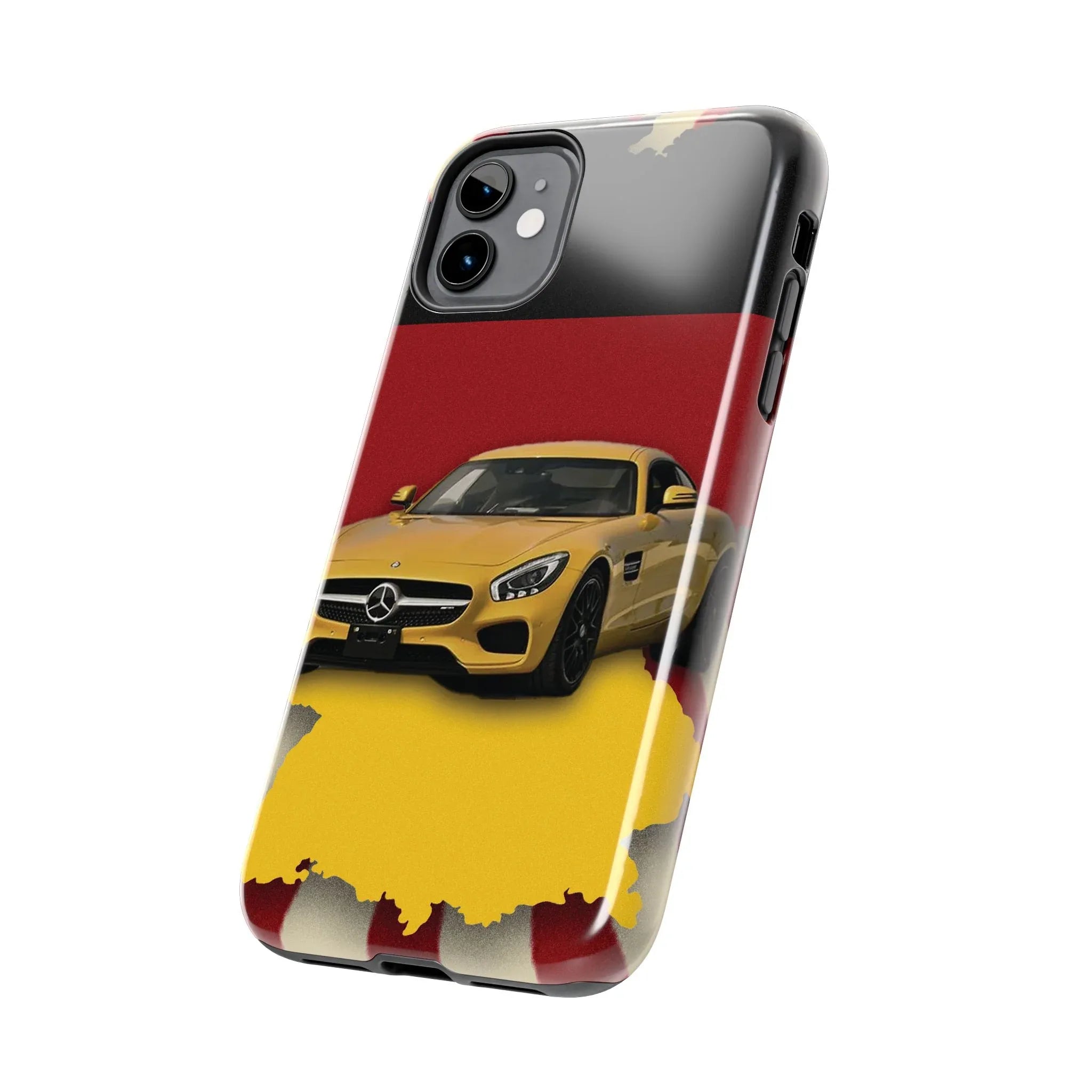 Mercedes Sports Car Tough Phone Case — Yellow GT on Red &amp; Black Background - DiwaKi