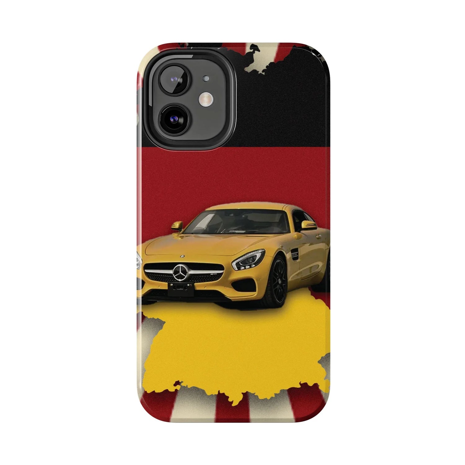 Mercedes Sports Car Tough Phone Case — Yellow GT on Red &amp; Black Background - DiwaKi