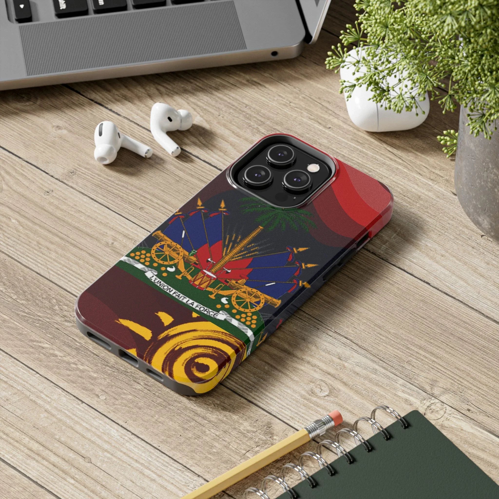 Haiti Coat of Arms Tough Phone Case — Patriotic Haitian Flag Protective Cover - DiwaKi