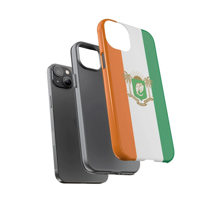 Ivory Coast Flag Tough Phone Case — Orange White Green Shield Crest - DiwaKi