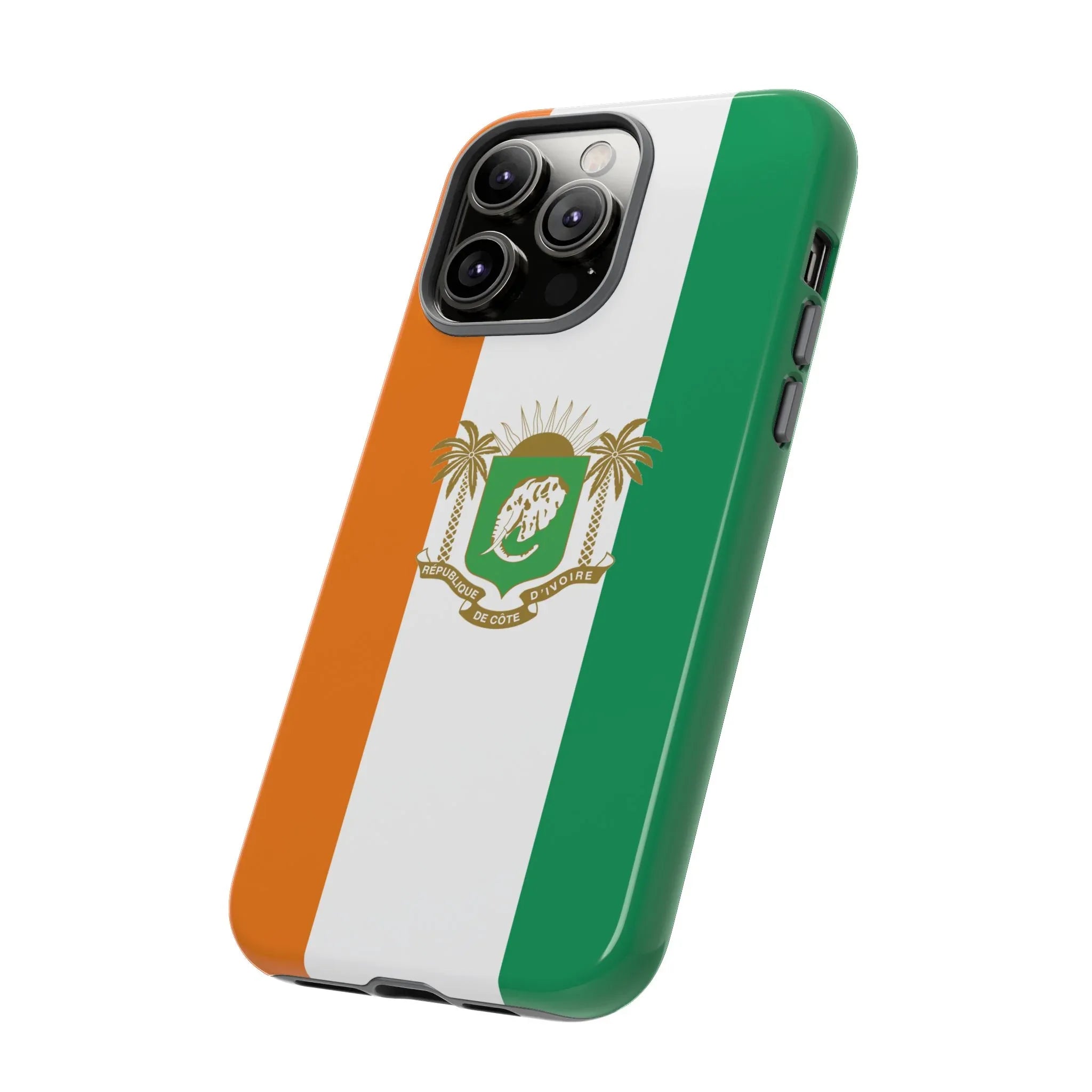 Ivory Coast Flag Tough Phone Case — Orange White Green Shield Crest - DiwaKi