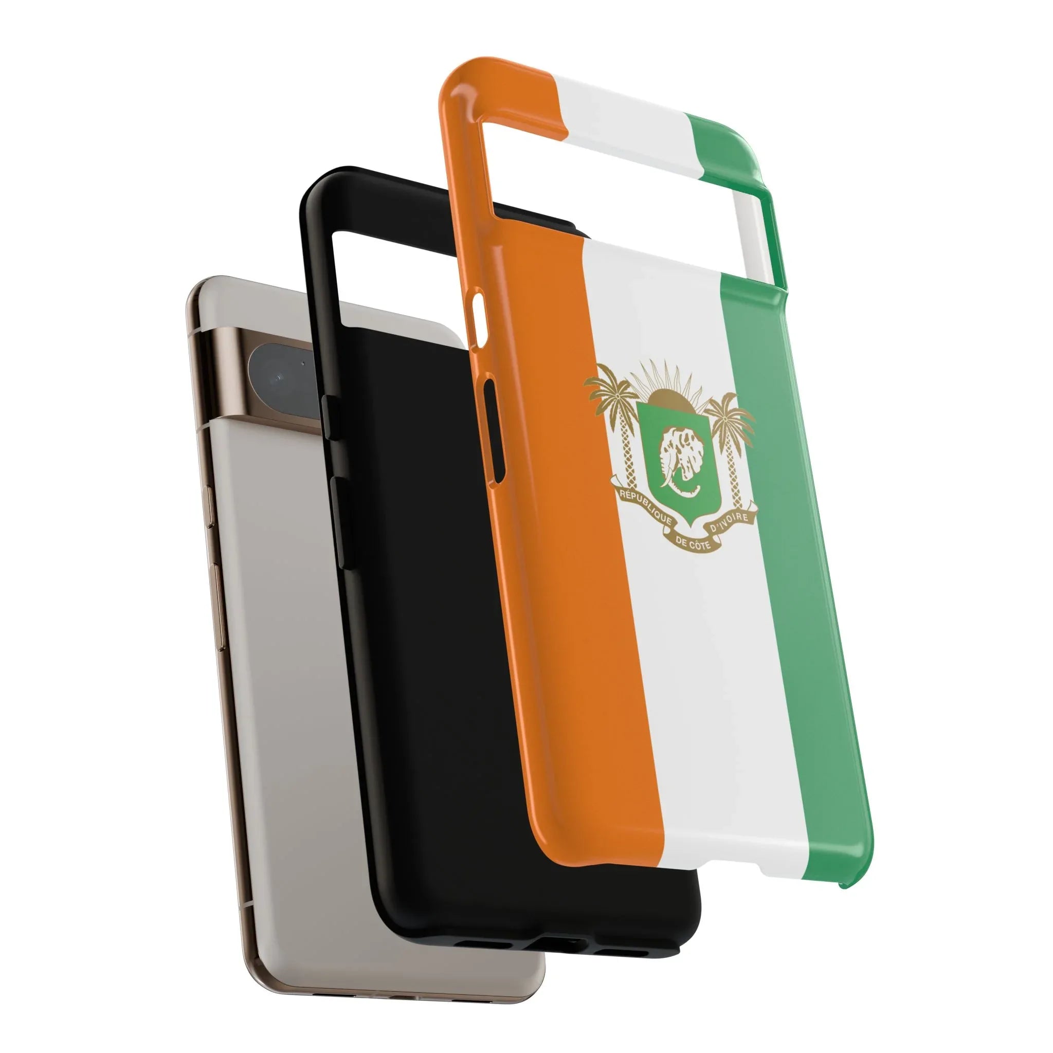 Ivory Coast Flag Tough Phone Case — Orange White Green Shield Crest - DiwaKi