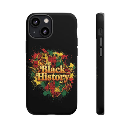 Black History Phone Case — Afrocentric Map Design, Bold Red‑Green‑Gold Splash - DiwaKi